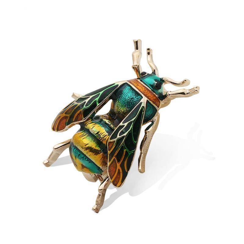 jewelry green Cute Bee Fly Insect Enamel Brooch