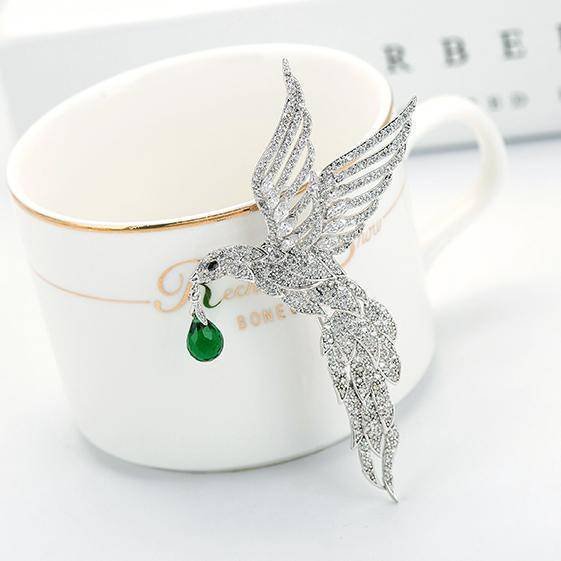 jewelry Green High Quality Micro Paved Tiny Clear CZ Eagle Shape Animal Brooches
