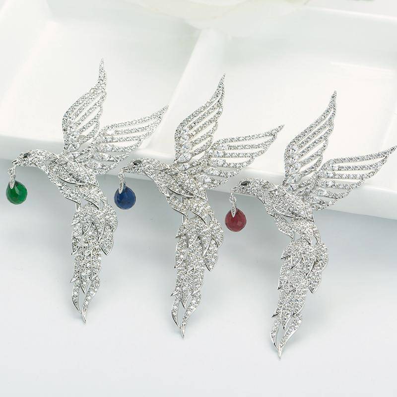 jewelry High Quality Micro Paved Tiny Clear CZ Eagle Shape Animal Brooches