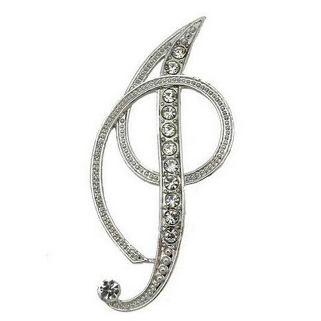 jewelry I Silver A-N Letter Crystal metal Brooch