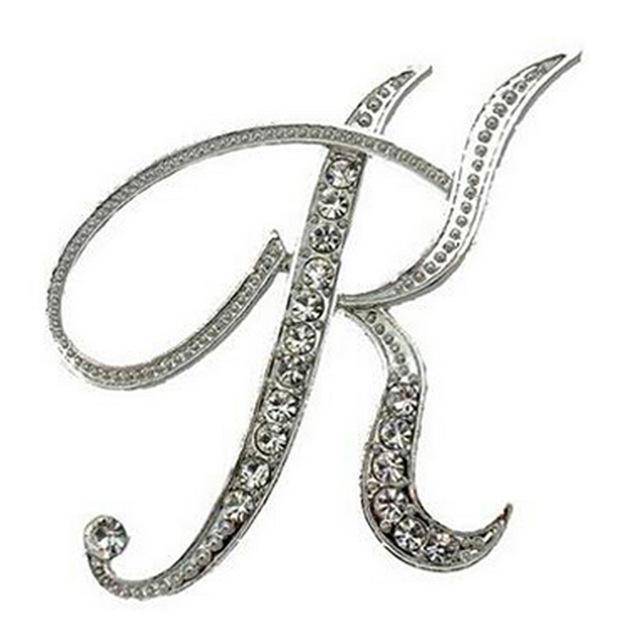 jewelry K Silver A-N Letter Crystal metal Brooch