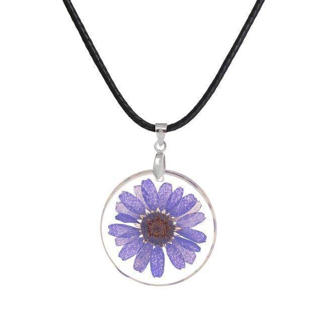 jewelry Lavender Free!! Just Pay $5.95 For Shipping  Sale - Handmade Boho Resin Dried Flower Daisy Necklace  45cm
