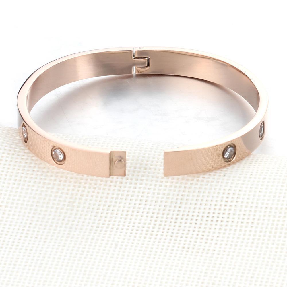 jewelry Love Crystal Screw Bracelets Stainless Steel Bangle US Fast shipping