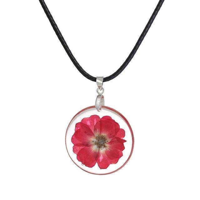 jewelry magenta Free!! Just Pay $5.95 For Shipping  Sale - Handmade Boho Resin Dried Flower Daisy Necklace  45cm
