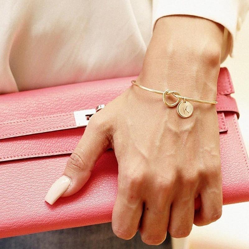 jewelry New Fashion Hot Rose Gold/Silver Alloy Letter Bracelet Snake Chain Charm Bracelet Female Personality Jewelry