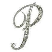 jewelry P Silver O-Z Letter Crystal metal Brooch