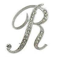 jewelry R Silver O-Z Letter Crystal metal Brooch