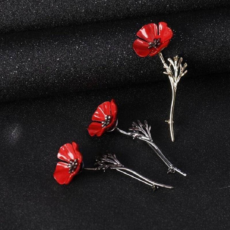 jewelry Red Poppy Flower Brooch Vintage Collar Pins Brooches Pins
