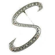 jewelry S Silver O-Z Letter Crystal metal Brooch