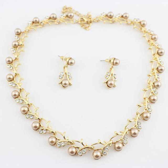 Jewelry Set 3 Classic Crystal Pearl necklace jewelry set