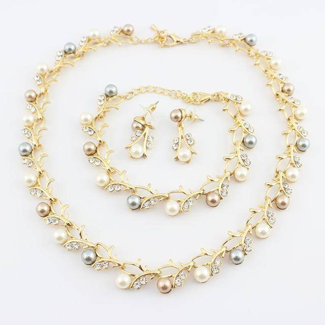 Jewelry Set 8 Classic Crystal Pearl necklace jewelry set