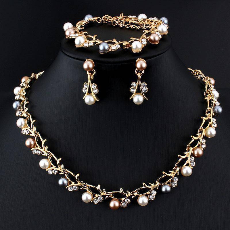 2023 New Cute Natural Freshwater Pearl Necklace and Earrings Jewelry Set  For Women Black - AliExpress