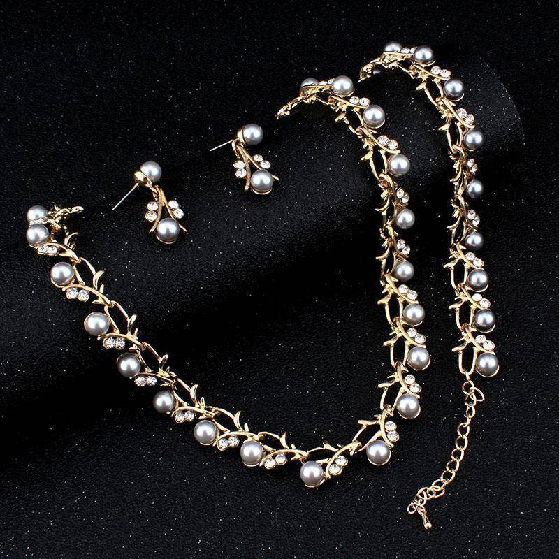 Jewelry Set Classic Crystal Pearl necklace jewelry set