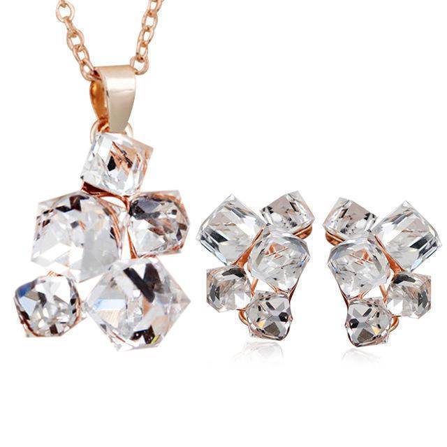Jewelry Set Clear Geometric Crystal Jewelry Sets Necklaces & Pendants Stud Earrings