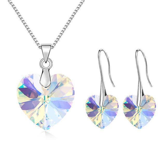 jewelry set Mix SWAROVSKI Heart Pendant Necklaces Drop Earrings Jewelry Sets