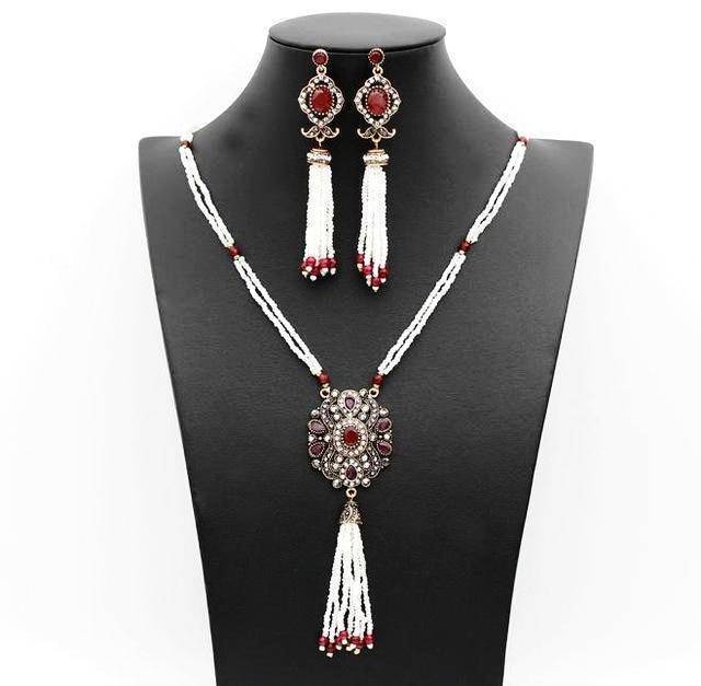 Jewelry Set Red Ethnic Turkish/ Boho Beaded Luxury Jewelry Set