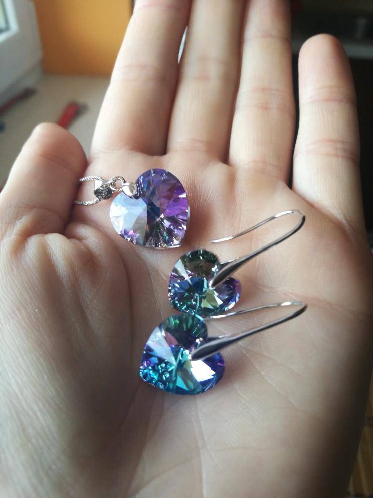 SWAROVSKI Heart Pendant Necklaces Drop Earrings Jewelry Sets