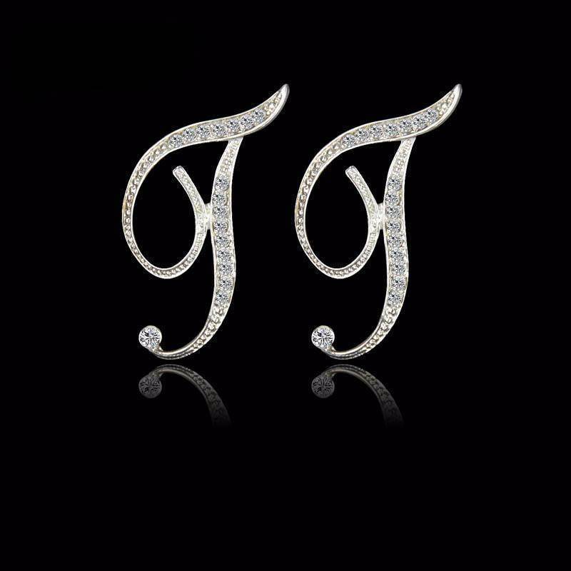 jewelry T T-Z, 26 Letters Silver Stud Earrings