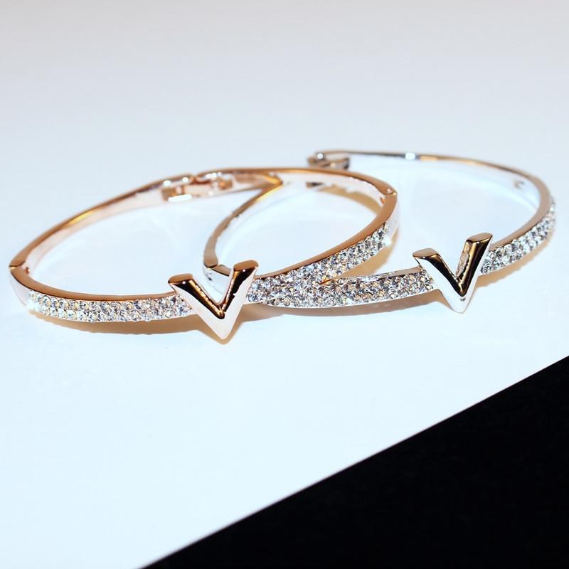 Charming Letter V Design Stainless Steel Bracelets & Bangles with 3colors  rose gold/gold/silver Choos…