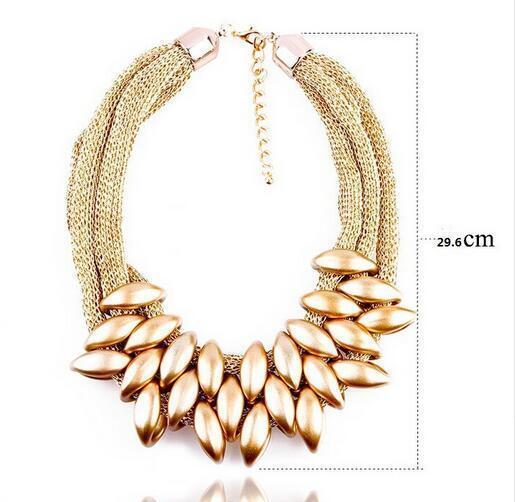 jewelry xl767AAGold Vintage Silver/Gold/Black Choker Statement Necklace Women Bijoux Rope Chain Geometric Necklaces & Pendants Big Chunky Necklaces