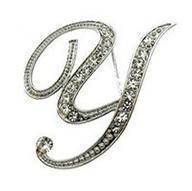 jewelry Y Silver O-Z Letter Crystal metal Brooch
