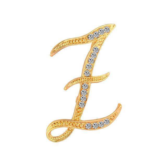 jewelry Z T-Z Gold Classic 26 Letters Crystal  Metal Brooch
