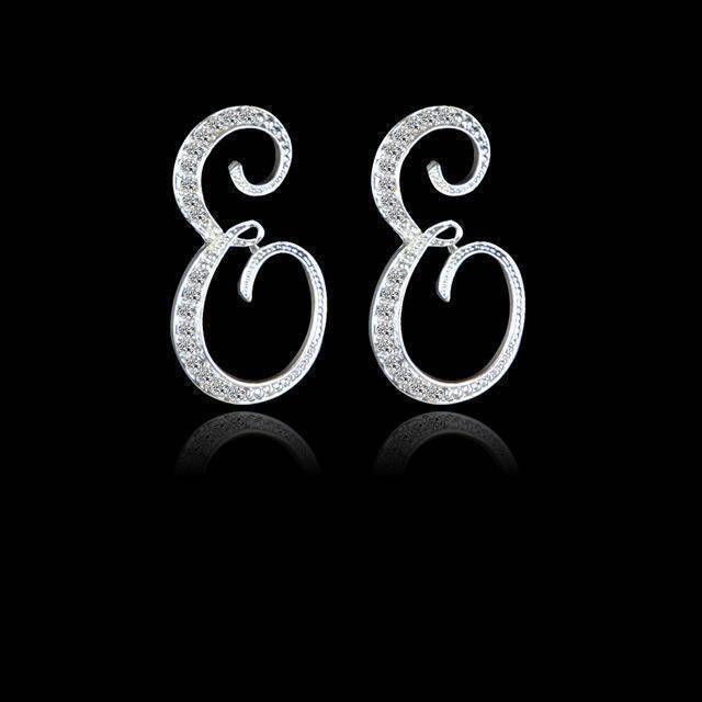 A-S, 26 Letters Silver Stud Earrings
