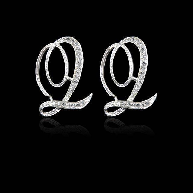 A-S, 26 Letters Silver Stud Earrings