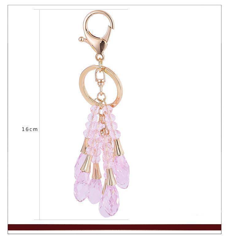 keychains High Quality Crystal Bead Gold Key chain water drop Pendant