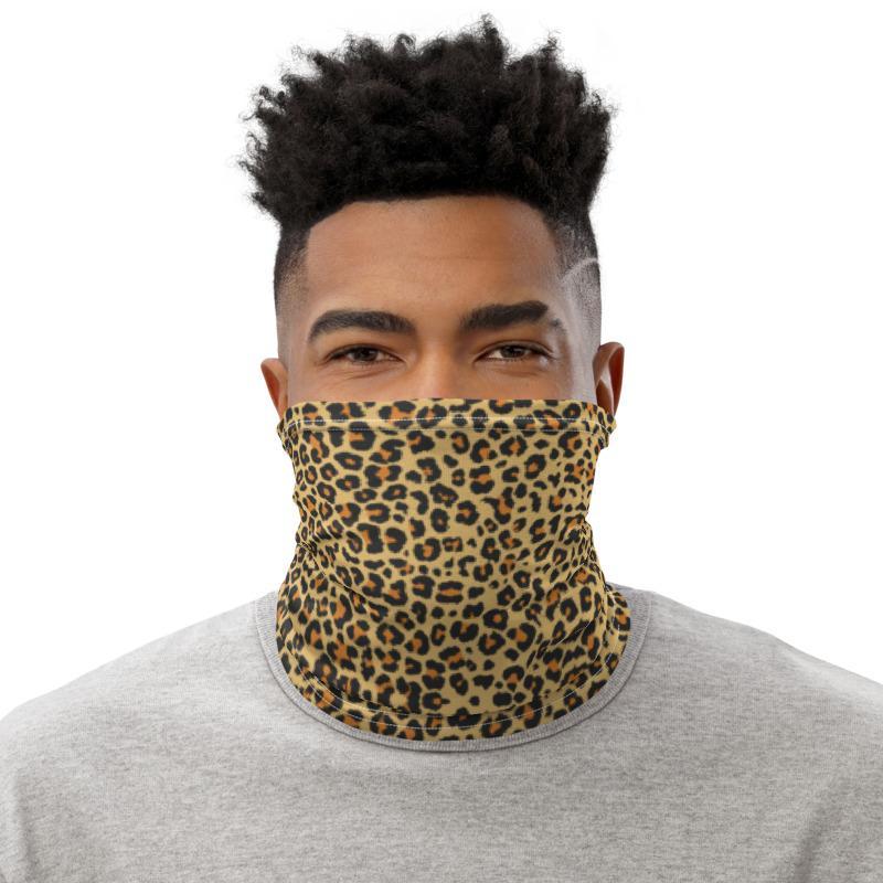 Leopard cheetah safari animal brown black spots print pattern Neck Gaiter, face cover fabric, comfortable mask Washable Reusable bandana  - US Fast Shipping