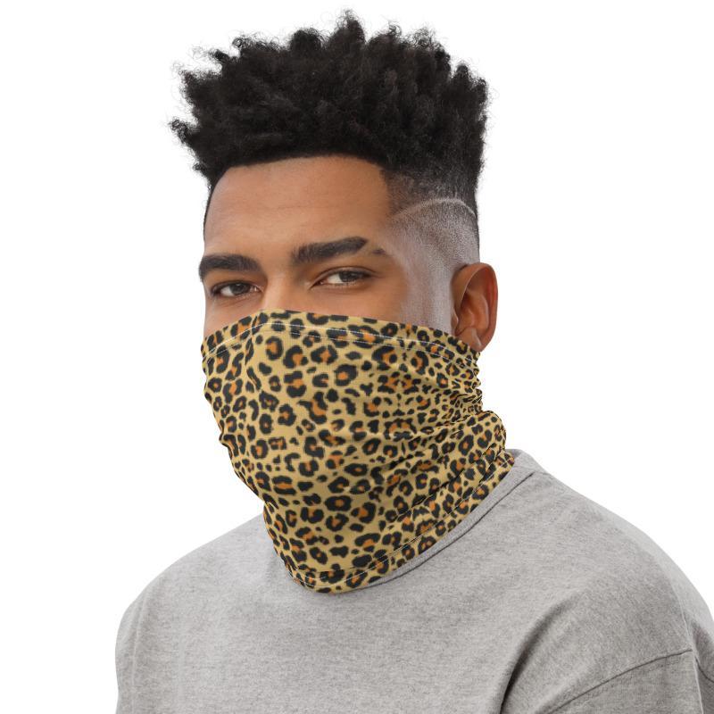 Leopard cheetah safari animal brown black spots print pattern Neck Gaiter, face cover fabric, comfortable mask Washable Reusable bandana  - US Fast Shipping