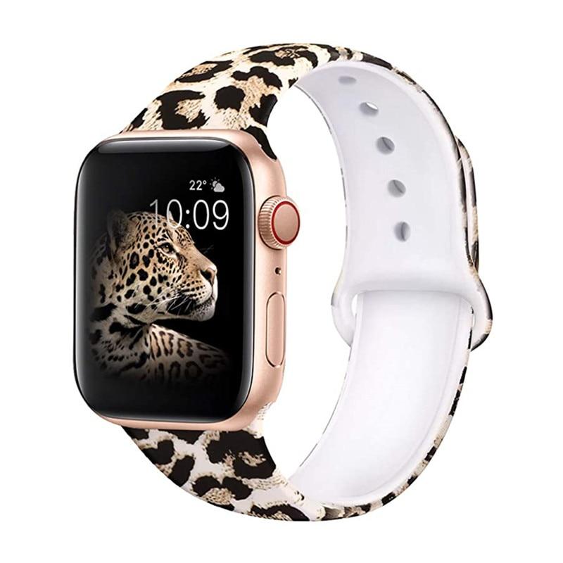 Watchbands leopard printing silicone strap for Apple watch band 42mm 38mm 44mm 40mm bracelet belt for iwatch series SE 6 5 4 3 accessories|Watchbands|