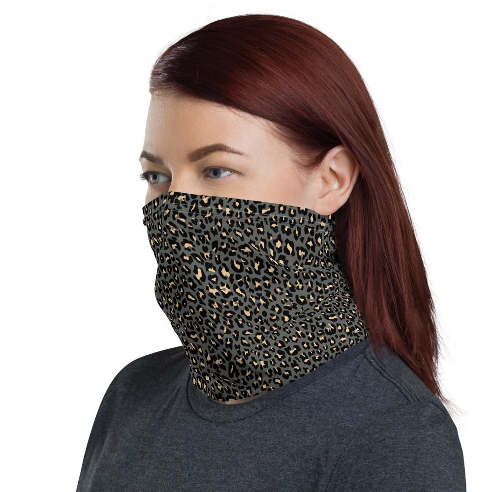 leopard pattern texture repeating seamless orange black fur print skin pattern print pattern neck gaiter scarf design, reusable washable fabric tube face mask Gift for women