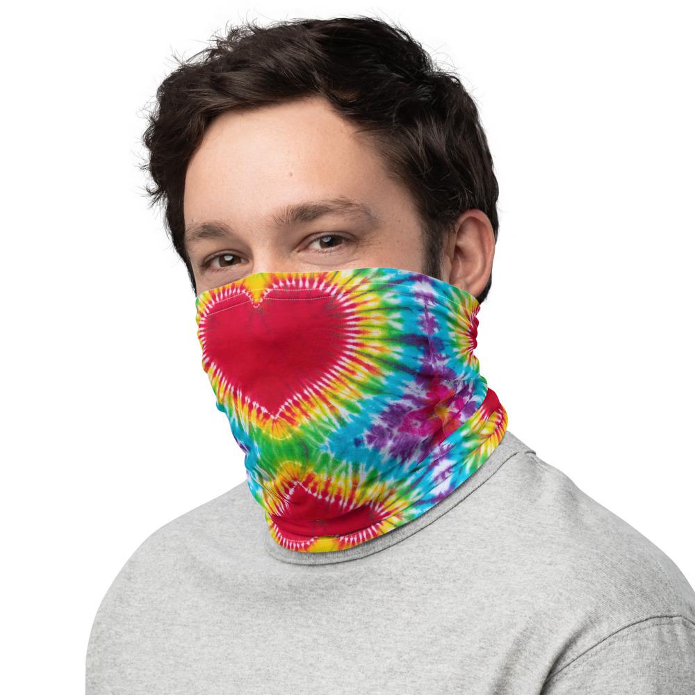 Heart sign tie dye pattern design neck gaiters face mask covers, Neck Gaiter scarf, Balaclava Beanie, Hairband, Hood,  headband for men and women