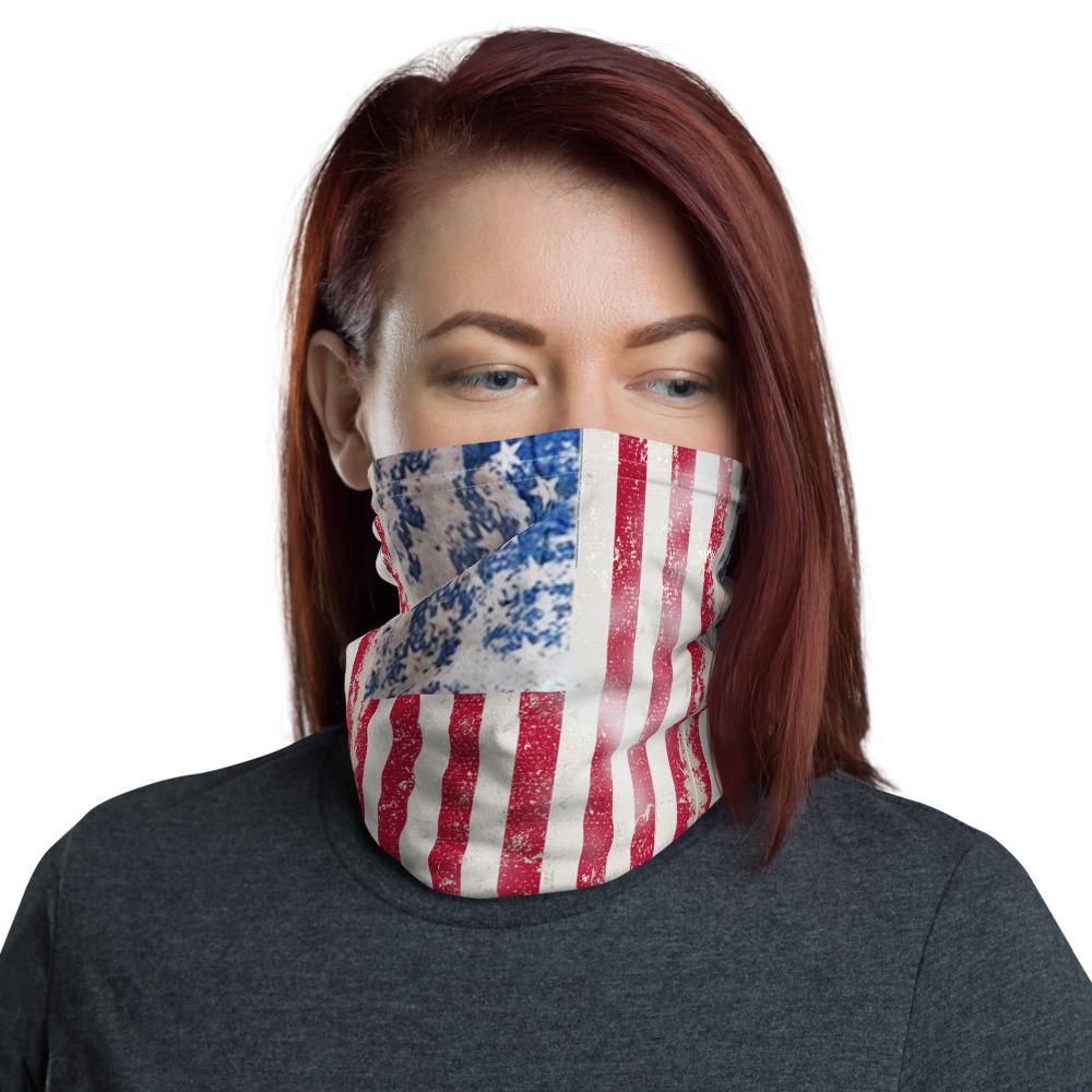 Rusty American flag pattern design neck Gaiter scarf mask, reusable washable fabric tube Face cover, Neck warmer Scarves, headband head wear for men and women