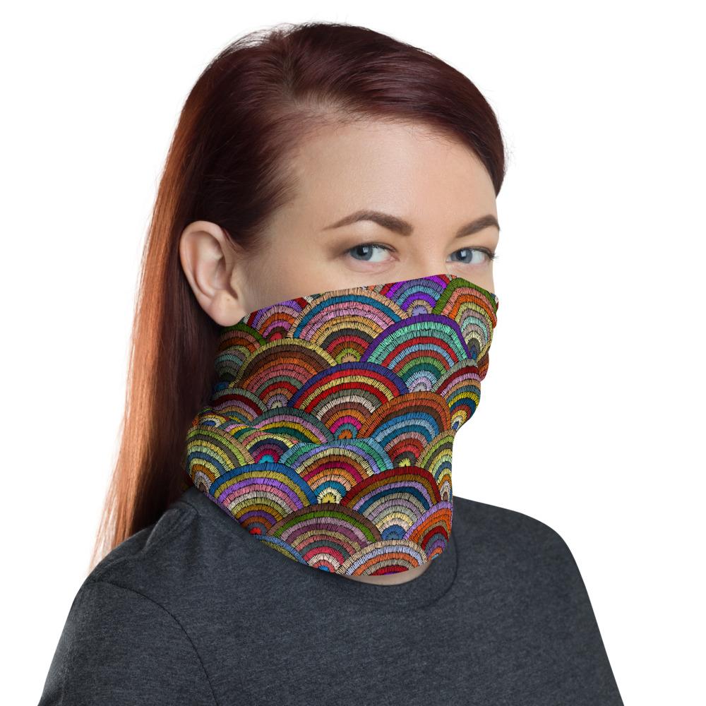 Colorful waves pattern design neck Gaiter scarf mask, reusable washable fabric tube Face cover, Neck warmer Scarves, headband head wear for men and women
