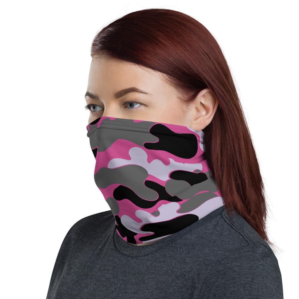 Camouflage pattern with pink background design neck Gaiter scarf mask, reusable washable fabric tube Face cover, Neck warmer Scarves, headband head wear for women