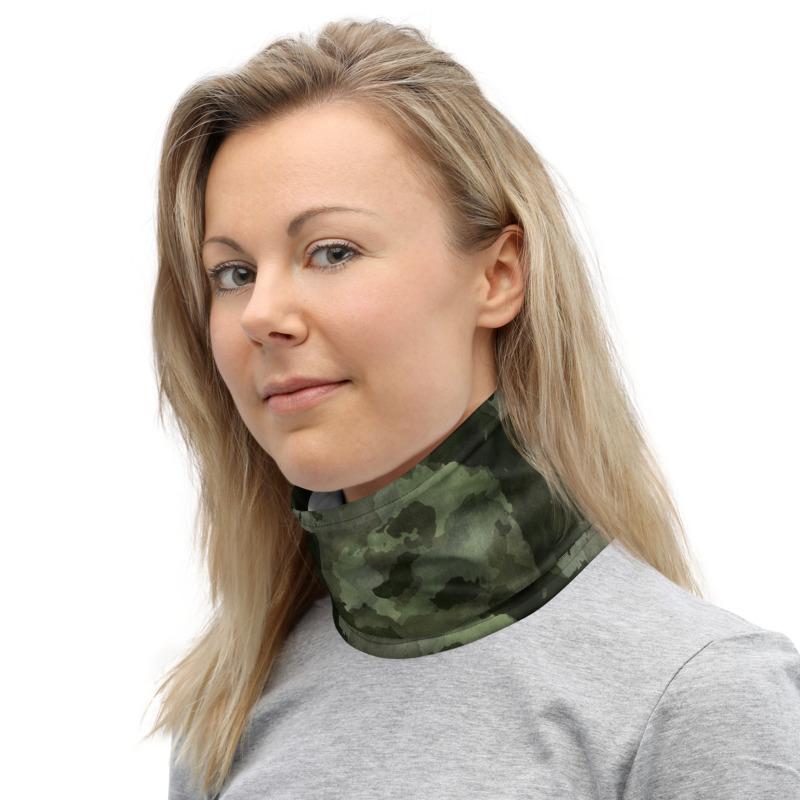 Watercolor Painted camouflage design neck Gaiter scarf mask, reusable washable fabric tube Face cover, Neck warmer Scarves, headband head wear for men and women