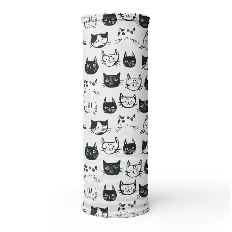 Watercolor cute cats faces seamless pattern design neck gaiters face mask covers, Neck Gaiter scarf, Balaclava Beanie, Hairband, Hood, for men and women