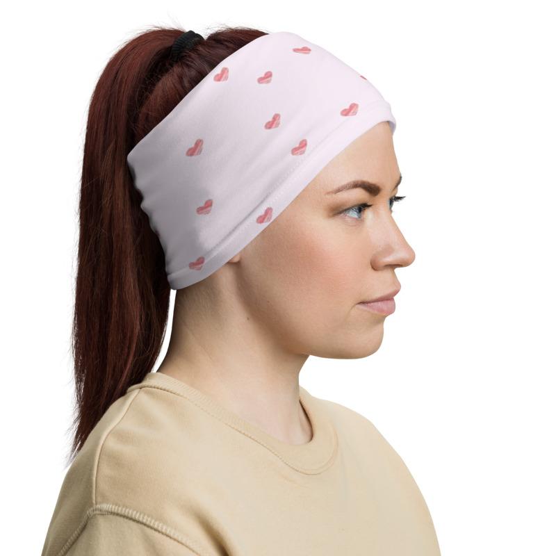 Little heart pattern with light pink design neck Gaiter scarf mask, reusable washable fabric tube Face cover, Neck warmer Scarves, headband head wear for men and women