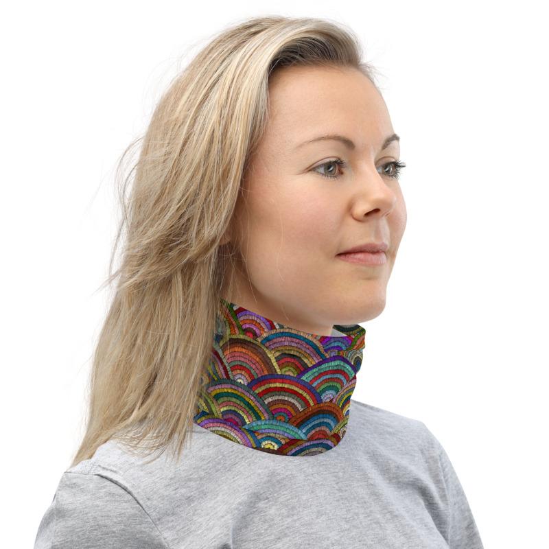 Colorful waves pattern design neck Gaiter scarf mask, reusable washable fabric tube Face cover, Neck warmer Scarves, headband head wear for men and women