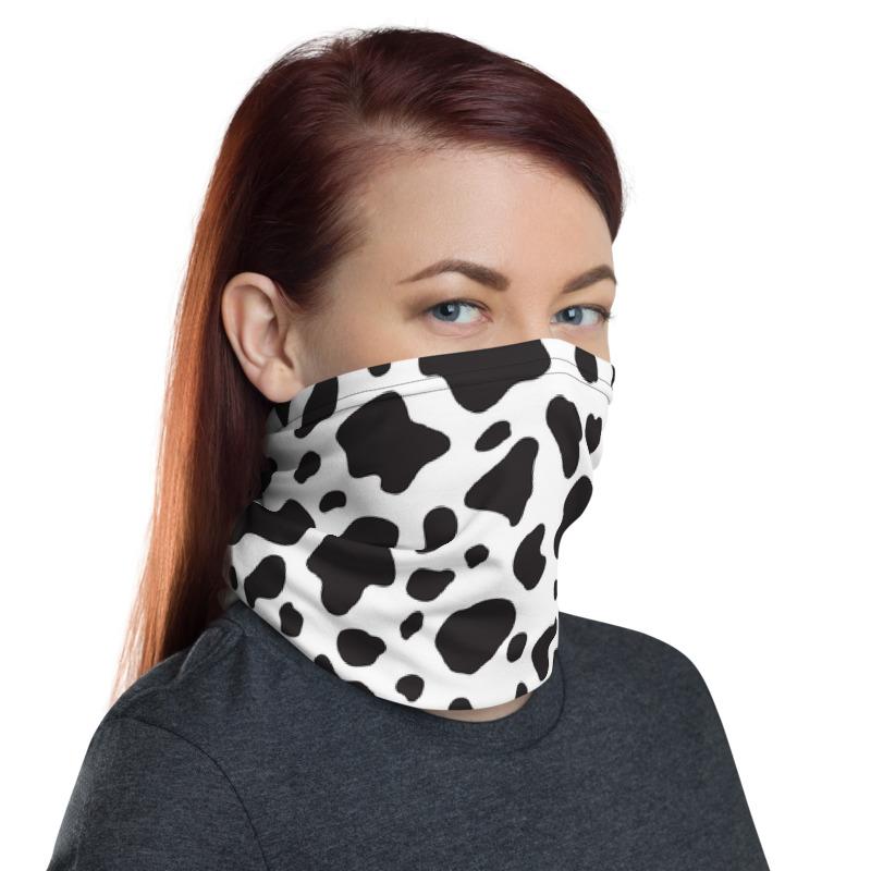 Vector cow skin pattern design neck gaiters face mask covers, Neck Gaiter scarf, Balaclava Beanie, Hairband, Hood, Headband for men and women