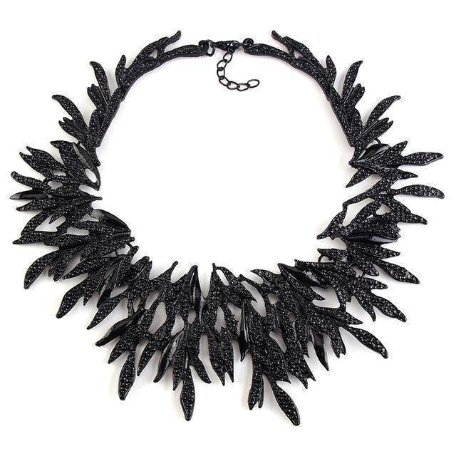 Necklace black Leaf Metal Vintage Statement Necklaces, Maxi Collar