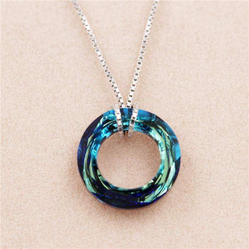 necklace Blue Circle of Love, crystal Pendant Necklace