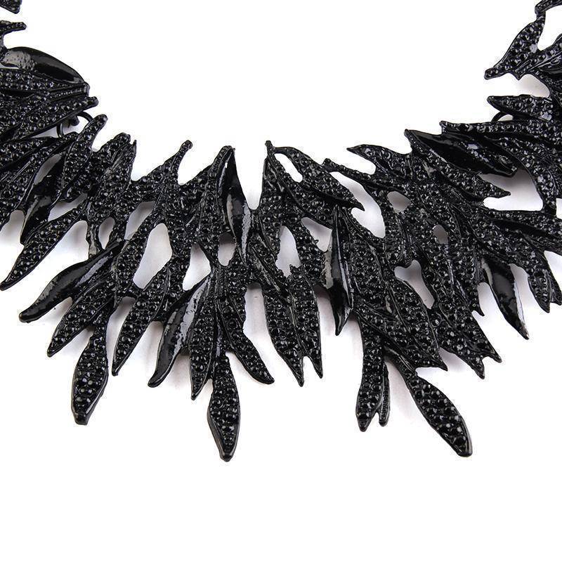 Swarovski Black Flower Silver Necklace | Hogies