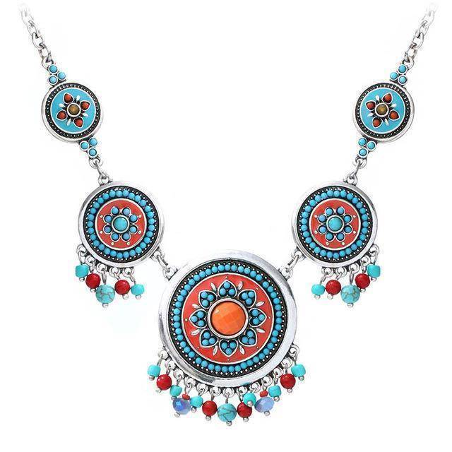 necklace silver Ethnic Enamel Statement Necklaces