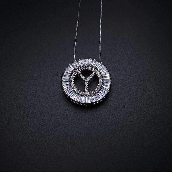necklace white-Y Letter pendant necklace cubic zirconia Silver