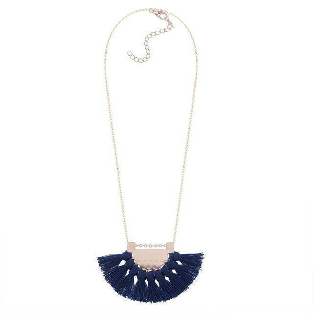 necklaces blue Long Tassel Bohemian Necklace