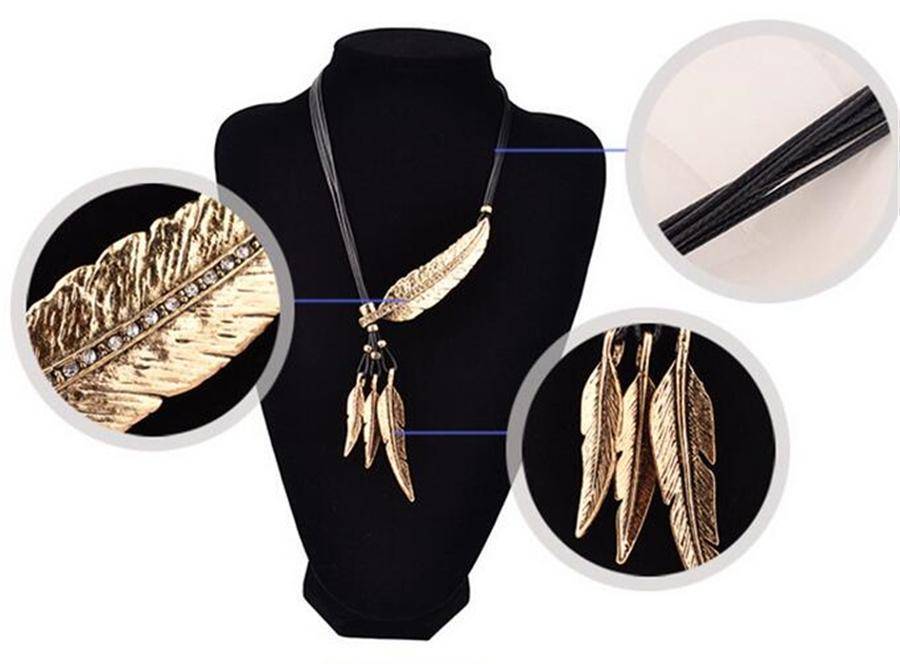 necklaces Feather Necklaces Rope Leather Vintage Statement Necklace