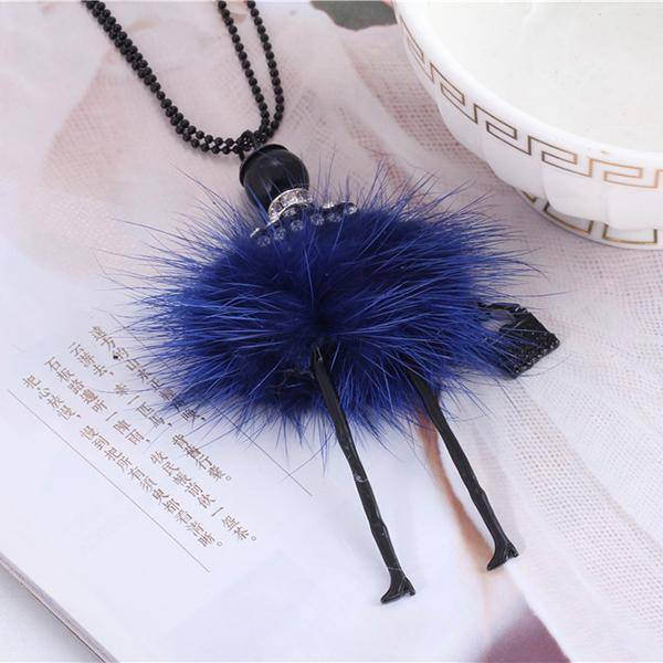 Necklaces Handmade Doll Long Chain Pendant Rhinestone Necklaces